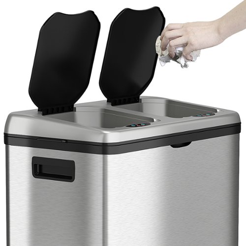 iTouchless - 16-Gal. Touchless Recycle Trash Can - Stainless Steel