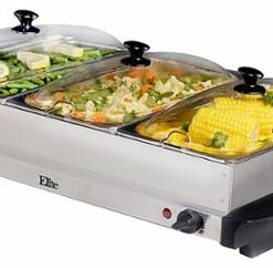 Elite Gourmet - 3 Tray Electric Buffet Server - Stainless Steel