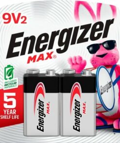 Energizer MAX 9V Batteries (2 Pack), 9 Volt Alkaline Batteries