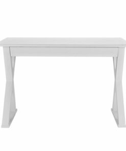 Walker Edison - Glass and Wood Computer Desk - White