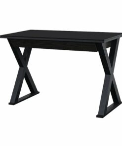 Walker Edison - Glass and Wood Computer Desk - Black