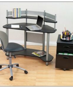 Calico Designs - Study Corner Computer Desk - Silver/Black