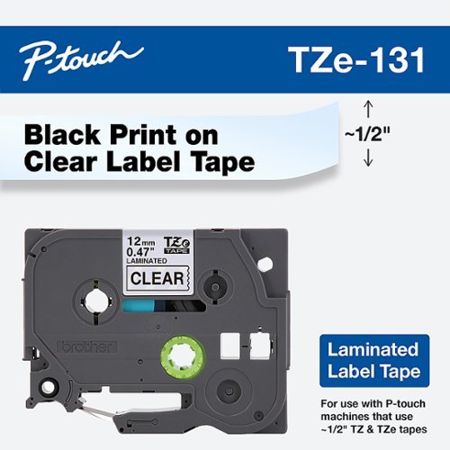 Brother - P-touch TZE-131 Laminated Label Tape - Black on Clear