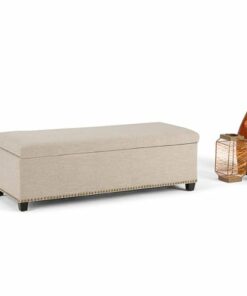 Simpli Home - Kingsley Rectangular Polyester Bench Ottoman With Inner Storage - Natural