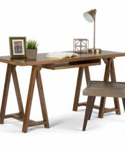 Simpli Home - Sawhorse Rectangular Solid Pine Table - Medium Saddle Brown