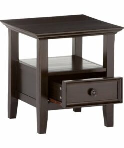 Simpli Home - Amherst Square Solid Pine Wood 1-Drawer End Table - Dark American-Brown