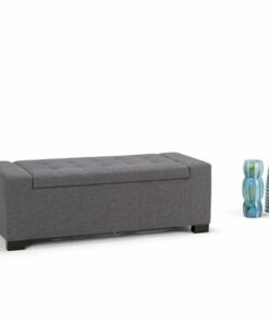 Simpli Home - Laredo Rectangular Polyester Bench Ottoman With Inner Storage - Slate Gray