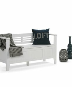 Simpli Home - Adams Entryway Storage Bench With Backrest - White