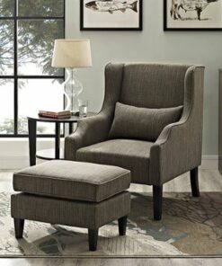 Simpli Home - Ashbury Wingback Club Chair and Ottoman - Fawn Brown