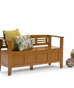 Simpli Home - Adams Entryway Storage Bench With Backrest - Light Avalon Brown