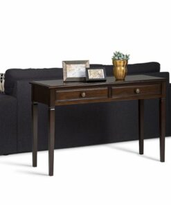 Simpli Home - Connaught Rectangular Solid Pine 2-Drawer Table - Dark Chestnut Brown