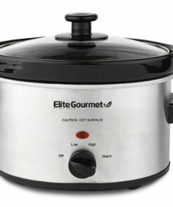 Elite Gourmet - 2Qt. Oval Slow Cooker - Stainless Steel