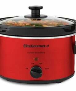 Elite Gourmet - 2Qt. Oval Slow Cooker - Red