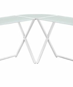 Walker Edison - L-Shaped Modern Glass Computer Desk - White