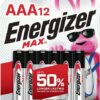 Energizer MAX AAA Batteries (12 Pack), Triple A Alkaline Batteries