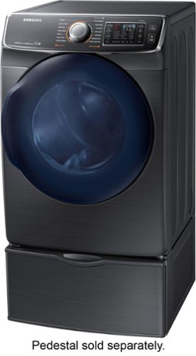 Samsung - 7.5 Cu. Ft. Stackable Gas Dryer with Steam and Sensor Dry - Black Stainless Steel
