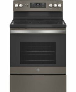 GE - 5.3 Cu. Ft. Freestanding Electric Convection Range with Self-Cleaning and No-Preheat Air Fry - Slate