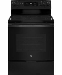 GE - 5.3 Cu. Ft. Freestanding Electric Convection Range with Self-Cleaning and No-Preheat Air Fry - Black