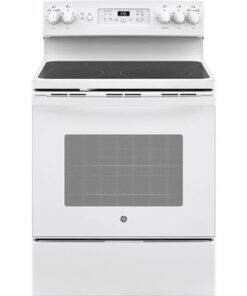 GE - 5.3 Cu. Ft. Freestanding Electric Convection Range with Self-Cleaning and No-Preheat Air Fry - White