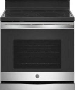 GE - 5.3 Cu. Ft. Freestanding Electric Convection Range with Self-Cleaning and No-Preheat Air Fry - Stainless steel 0