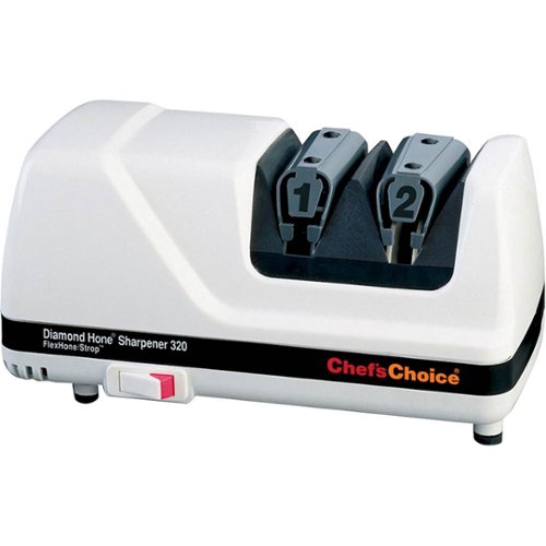 Chef'sChoice - 320 FlexHone Professional Compact Electric Knife Sharpener with Diamond Abrasives & Precision Angle Control - White