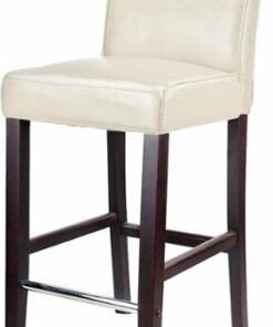 CorLiving - Bonded Leather Chair - Cream White / Dark Espresso