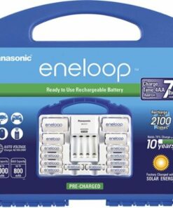 Panasonic - eneloop Charger, 8 AA and 2 AAA Batteries, 2 C and 2 D Spacers Kit - White