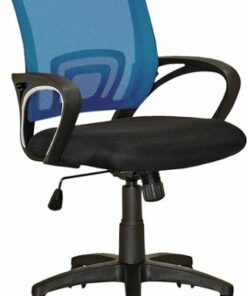 CorLiving - Workspace 5-Pointed Star Mesh Linen Fabric Chair - Black/Process Blue