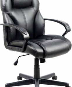 CorLiving - Workspace 5-Pointed Star Nylon Foam Leatherette Chair - Black