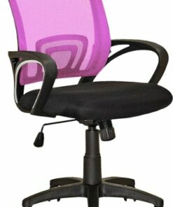 CorLiving - Workspace 5-Pointed Star Mesh Linen Fabric Chair - Black/Pink
