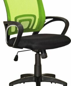 CorLiving - Workspace 5-Pointed Star Mesh Linen Fabric Chair - Black/Lime Green