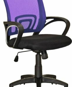 CorLiving - Workspace 5-Pointed Star Mesh Linen Fabric Chair - Black/Purple