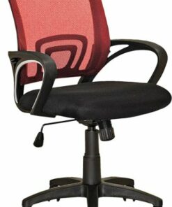 CorLiving - Workspace 5-Pointed Star Mesh Linen Fabric Chair - Black/Red