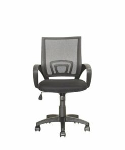 CorLiving - Workspace 5-Pointed Star Mesh Linen Fabric Chair - Dark Grey