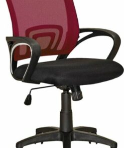 CorLiving - Workspace 5-Pointed Star Mesh Linen Fabric Chair - Black/Maroon