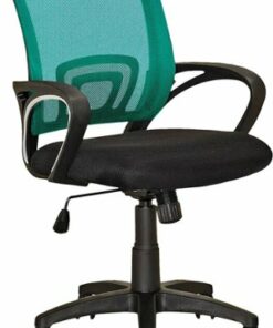 CorLiving - Workspace 5-Pointed Star Mesh Linen Fabric Chair - Black/Teal