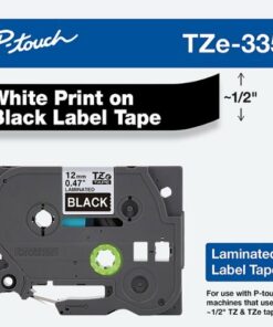 Brother - P-touch TZE-335 Laminated Label Tape - White on Black