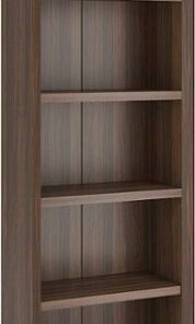 CorLiving - Quadra 4-Shelf Floor-Standing Bookcase - Walnut