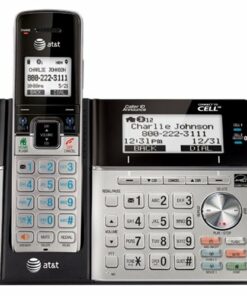 AT&T - TL96423 DECT 6.0 Expandable Cordless Phone with Bluetooth® Connect to Cell® with 4 Handsets - Silver/Black