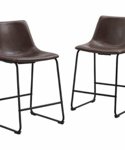 Walker Edison - Dining Kitchen Counter Stool (Set of 2) - Brown