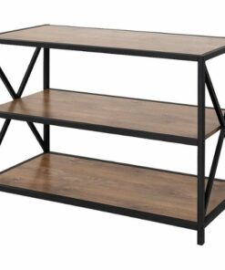 Walker Edison - Industrial Metal and Wood 3-Shelf Bookcase - Barnwood 0