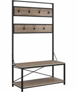 Walker Edison - 40" Rustic Wood Hall Tree - Driftwood
