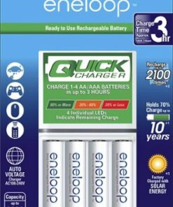 Panasonic - eneloop Quick Individual Battery Charger and 4 AA Batteries Kit - White