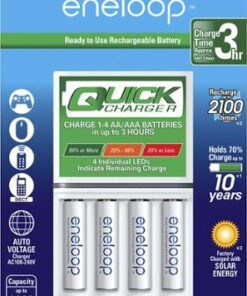 Panasonic - eneloop Quick Individual Battery Charger and 4 AAA Batteries Kit - White