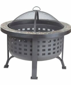 Fire Sense - Alpina Round Slate Top Fire Pit - Black