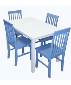 Walker Edison - Modern Rectangular 5-Piece Wood Kitchen Dining Set - Powder Blue/White