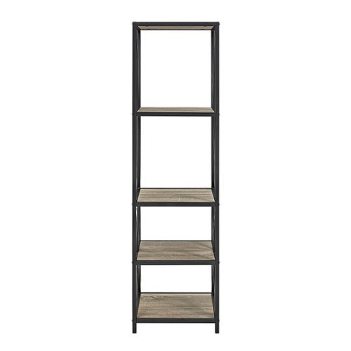 Walker Edison - X-frame Industrial Wood and Metal 4-Shelf Bookcase - Driftwood