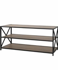 Walker Edison - Industrial Metal and Wood 3-Shelf Bookcase - Driftwood 1