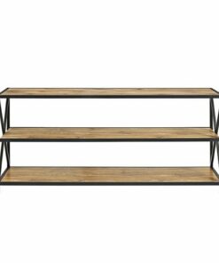 Walker Edison - Industrial Metal and Wood 3-Shelf Bookcase - Barnwood 1