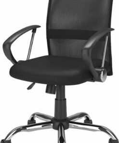 CorLiving - Workspace 5-Pointed Star Fabric and Mesh Office Chair - Black/Chrome